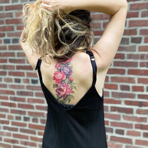 Grandes pivoines roses et violettes - tatouages temporaires de pivoine / tatouages de pivoines / grand tatouage floral / tatouage de fleur de manche / pivoines roses violettes