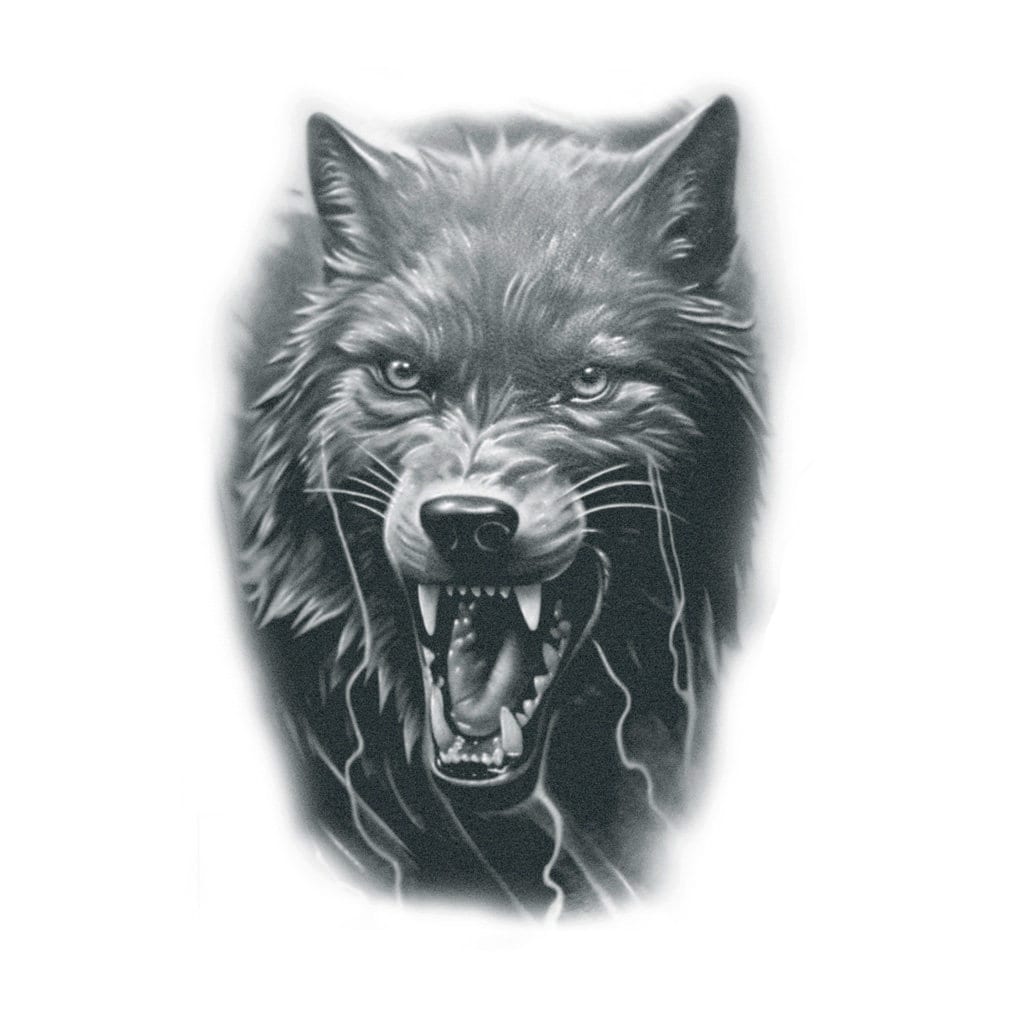 Snarling Wolf Face Tattoo Canvas Print Angry Wolf Head Tattoo