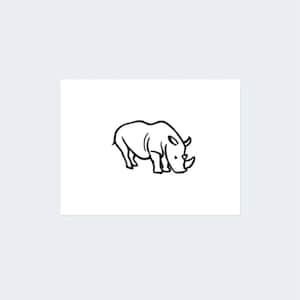 Minimalist Rhino (Set of 2) - Rhino Temporary Tattoo / Rhino Tattoo / Minimalist Rhino Tattoo / Rhinoceros Tattoo / Minimal Rhino / Small