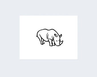 Minimalistische neushoorn (set van 2) - Rhino Tijdelijke Tattoo / Rhino Tattoo / Minimalistische Rhino Tattoo / Rhinoceros Tattoo / Minimale Rhino / Small