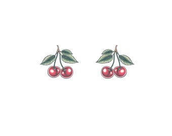 Cherry Tattoo (Set of 2) - Cherries Realistic Traditional Temporary Tattoos