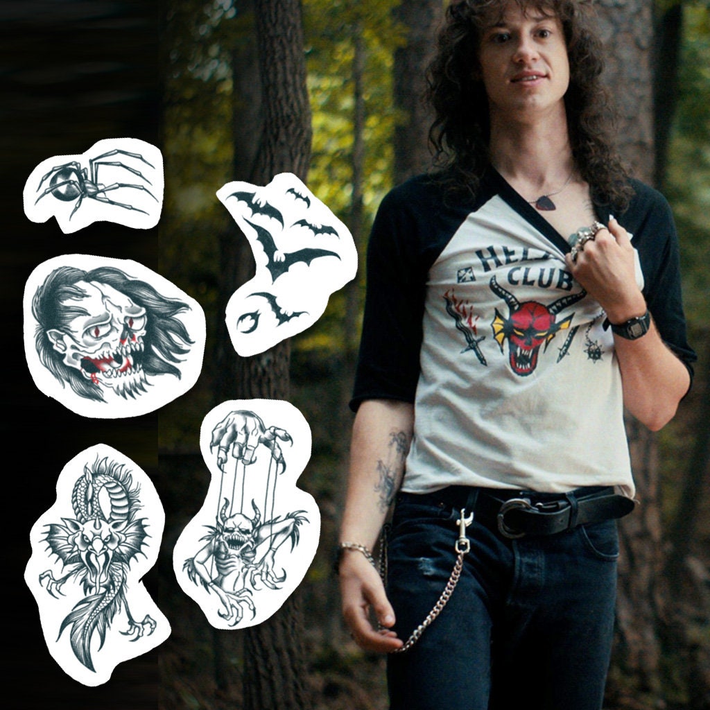 Eddie Munson, guitar and tattoos Sticker for Sale by FTS-art