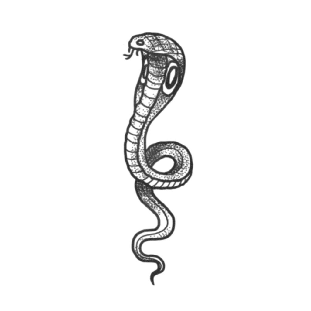 Cool Black Ink Cobra Snake Tattoo Design