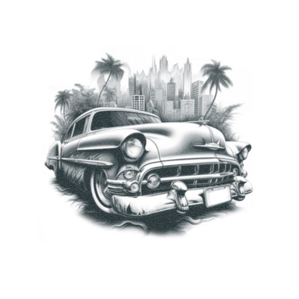 Lowrider Tattoo - Lowrider Temporary Tattoo / East LA Tattoo / Classic Car Tattoo / Chicano Tattoo / Barrio Tatuaje / Gang Tattoo / Prison