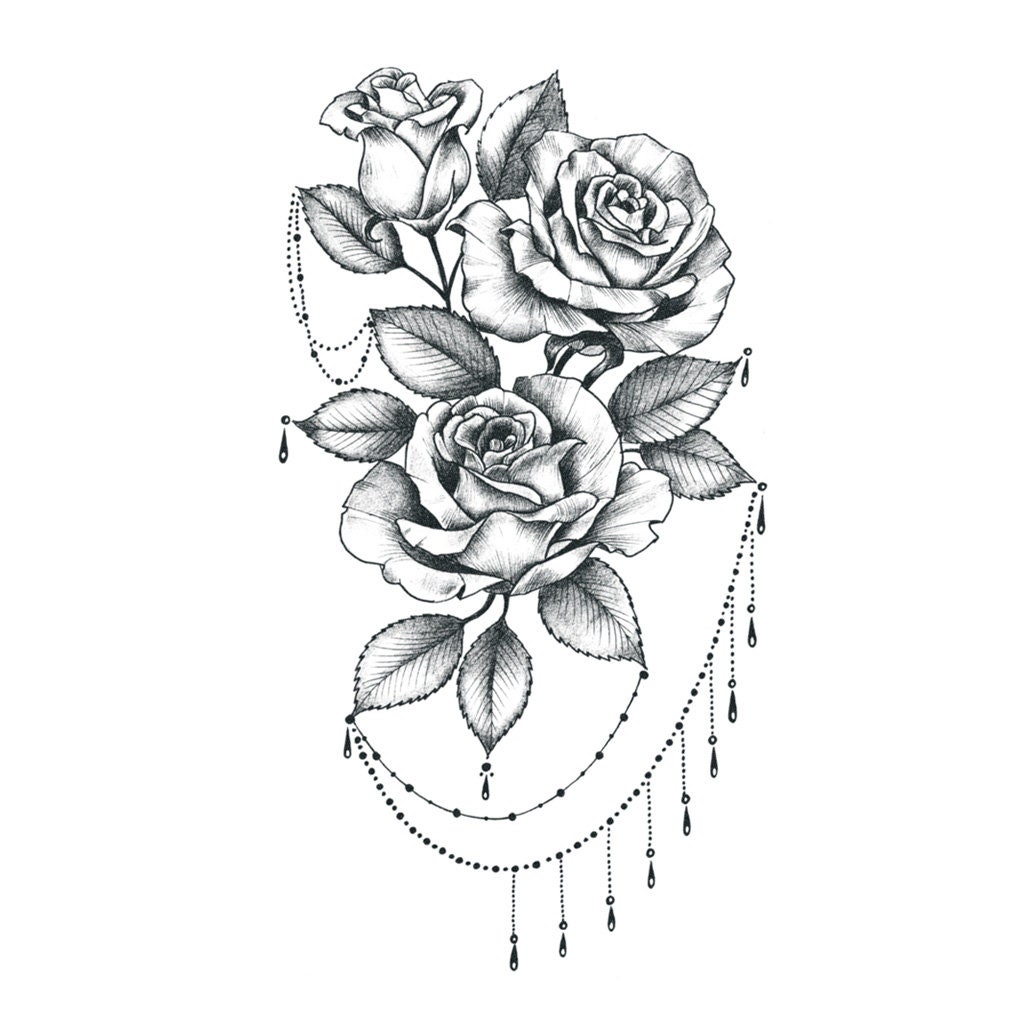 Large Floral Thigh Tattoo Beautiful Large Floral Temporary Etsy