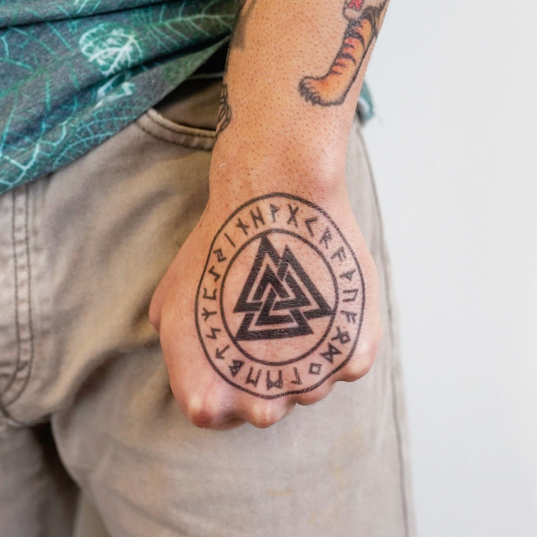 Valknut Symbol Tattoo Valknut Temporary Tattoo / Viking - Etsy Ireland