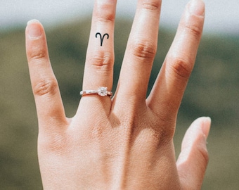 Tiny Aries Sign Tattoo (Set of 8) - Aries Temporary Tattoo / Aries Symbol Tattoo / Aries Sign Tattoo / Tiny Zodiac Tattoo / Aries Star Sign