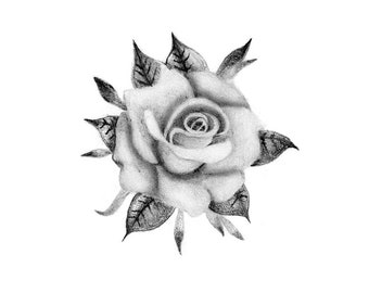 Elegant Rose - Temporary Tattoo / Realistic Rose Tattoo / Rose Temporary Tattoo / Black Rose Tattoo / Floral Temporary Tattoo / B&W Rose