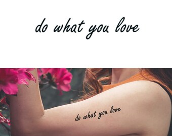 Do What You Love (Set of 2) - Word Temporary Tattoo / Inspiration Temporary Tattoo / Do What You Love Temporary Tattoo / Script Tattoo