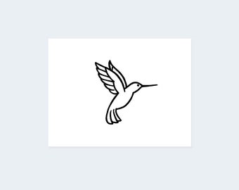 Colibri minimaliste (Ensemble de 2) - Hummingbird Temporary Tattoo / Bird Tattoo / Aves Tattoo / Minimalist Temporary Tattoo / Cute Tattoo