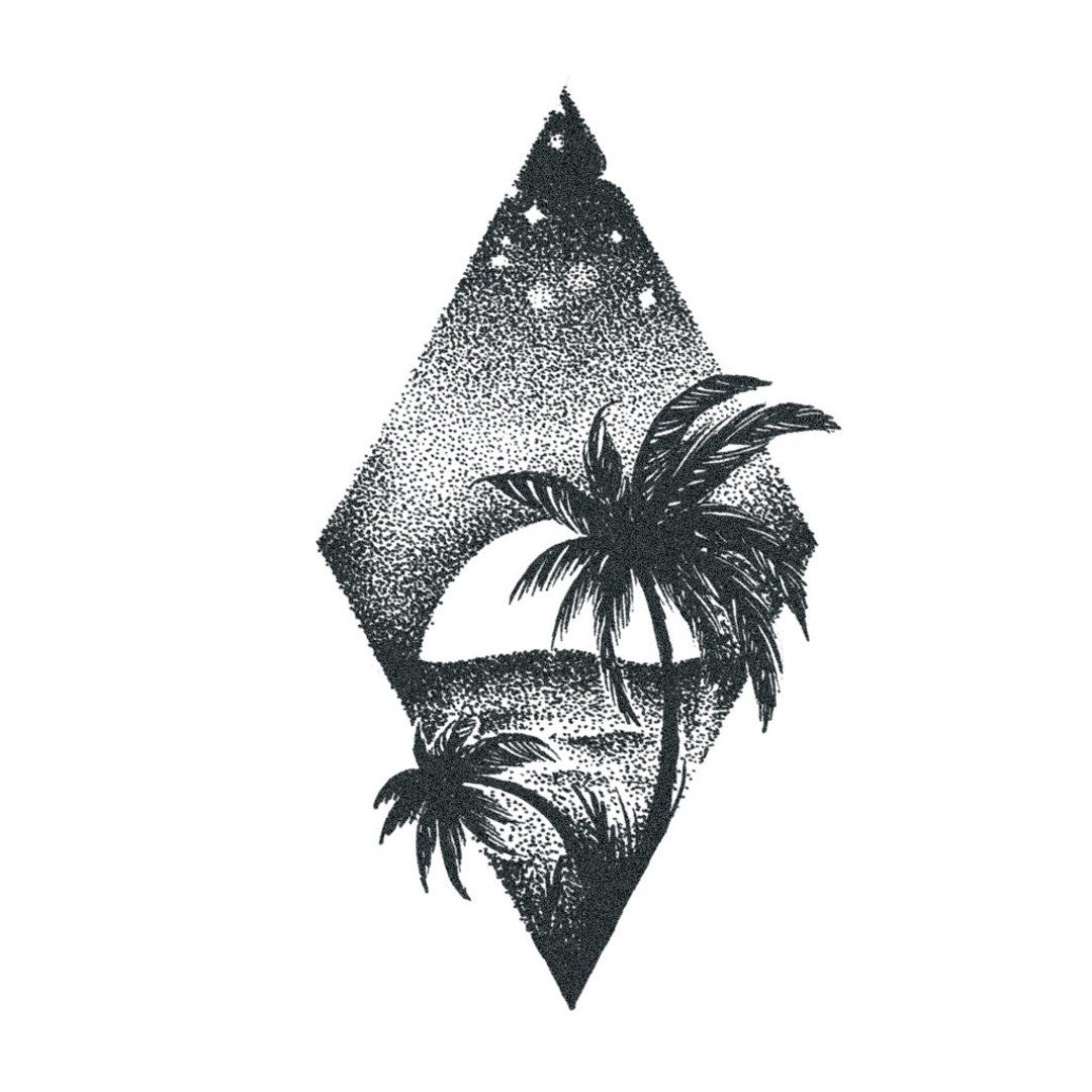 Sunset Tattoo Beach Temporary Tattoo / Palm Tree Tattoo / - Etsy