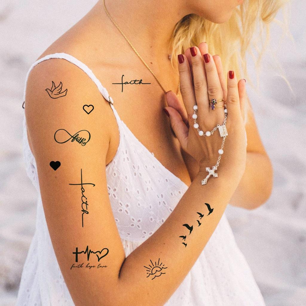 Faith \u0026 Love Tattoo Set - Faith Temporary Tattoo Set / Christian Tattoos /  Faith Hope Love Tattoo / Cross Tattoo / Love Tattoo / Dainty - Etsy New  Zealand, image size:1024x1024