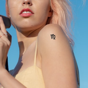 Virgo Temporary Tattoo (Set of 4) - Zodiac Temporary Tattoo / Zodiac Symbol Tattoo / Virgo Tattoo / Zodiac Sign / Virgo Temporary Tattoo