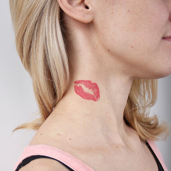Lips Kiss Mark set of 2 Temporary Tattoo / Realistic - Etsy Lips Kiss Mark set of 2 Temporary Tattoo / Realistic - Etsy