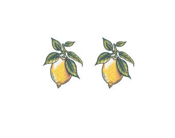 Lemon Tattoo (Set of 2) - Lemon Temporary Tattoo / Citrus Temporary Tattoo / Fruit Tattoo / Small Tattoos / Little Tattoos
