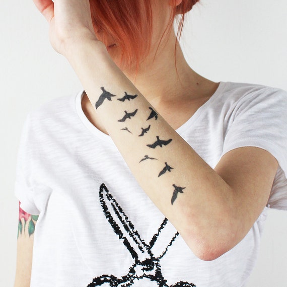 Free Like a Bird Flying Birds Tattoo / Flock of Birds - Etsy