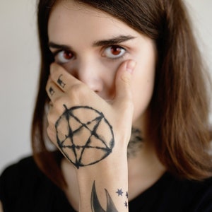 Large Pentagram Tattoo - Halloween Temporary Tattoo / Wiccan Temporary Tattoo / Pentacle Tattoo / Witch Temporary Tattoo / Demonic Symbol