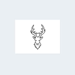 Minimalist Deer (Set of 2) - Minimalist Deer Tattoo / Deer Temporary Tattoo / Jägermeister Tattoo / Elk Tattoo / Minimalistic Tattoo / Deer