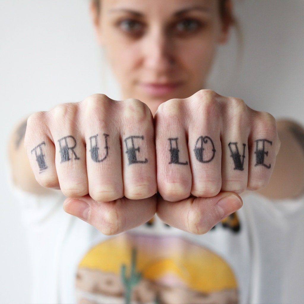 True love knuckle font  True love tattoo, Best sleeve tattoos