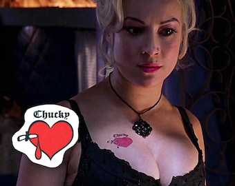 Sposa di Chucky tatuaggio temporaneo - tatuaggio cuore Chucky / tatuaggio Jennifer Tilly Chucky / sposa di Chucky Costume / sposa di Chucky Cosplay