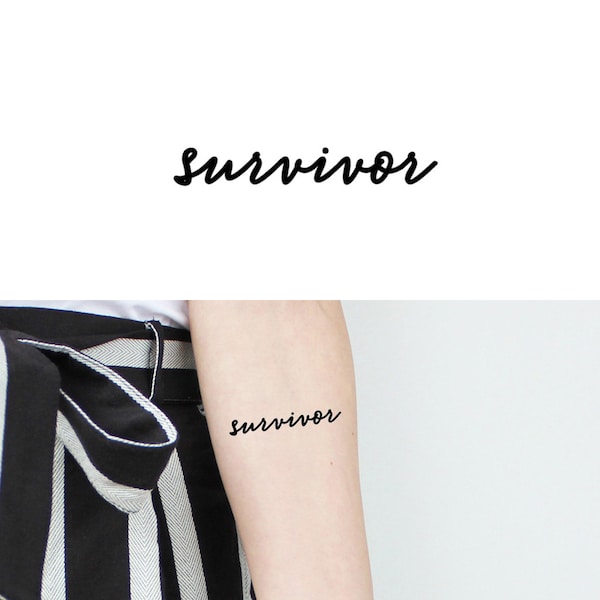 Survivant (lot de 2) - survivant tatouage temporaire / survivant Script tatouage / survivant tatouage citation / texte tatouage / inspiration tatouage