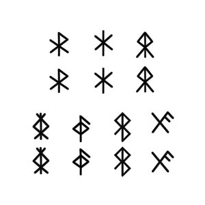 Viking Warrior Runes (Set of 14) - Viking Tattoo / Runes Temporary Tattoo / Norsk Tattoo / Norse Tattoo / Runic Tattoo / Warrior Runes
