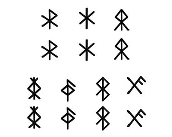 Viking Warrior Runes (Set of 14) - Viking Tattoo / Runes Temporary Tattoo / Norsk Tattoo / Norse Tattoo / Runic Tattoo / Warrior Runes