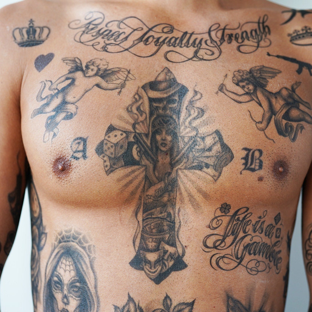 Gangsta Life Cross Tattoo / Chicano Tattoo / Cross Collage - Etsy