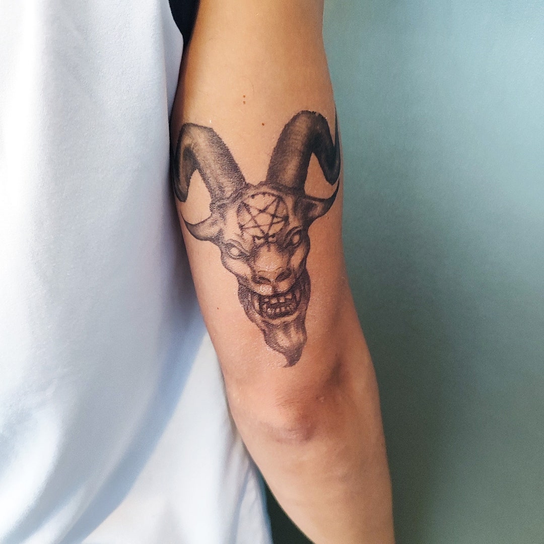 Goat Demon Tattoo Demonic Temporary Tattoo / Devil Tattoo / - Etsy