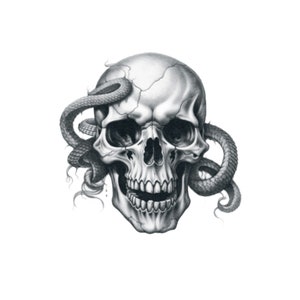 Skull & Snake Tattoo - Temporary Tattoo / Skull Temporary Tattoo / Snake Temporary Tattoo / Scary Tattoo / Halloween Tattoo / Snake Tattoo