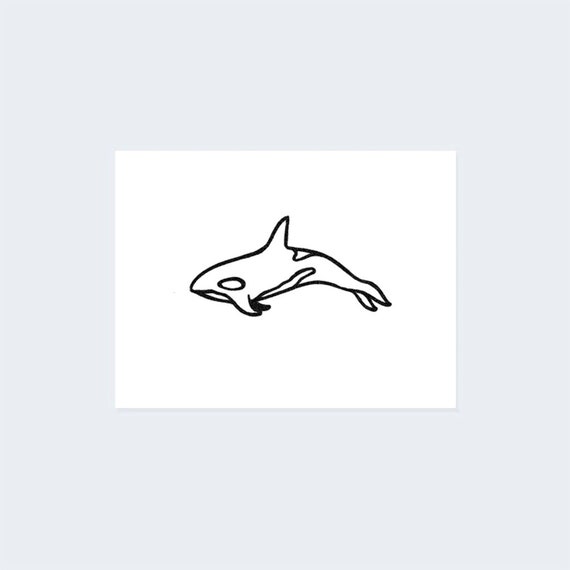Minimalist Orca (Set of 2) - Orca Temporary Tattoo / Minimalist Orca Tattoo  / Sea Tattoo / Killer Whale Tattoo / Orca Linework Tattoo / Orca
