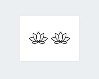Minimalist Lotus (Set of 2) - Tiny Lotus Tattoo / Small Lotus Temporary Tattoo / Minimalist Lotus Tattoo / Buddhism Tattoo / Cute Lotus