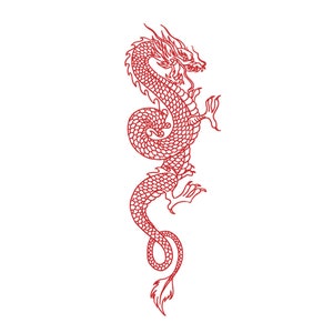 Red Oriental Dragon Temporary Tattoo