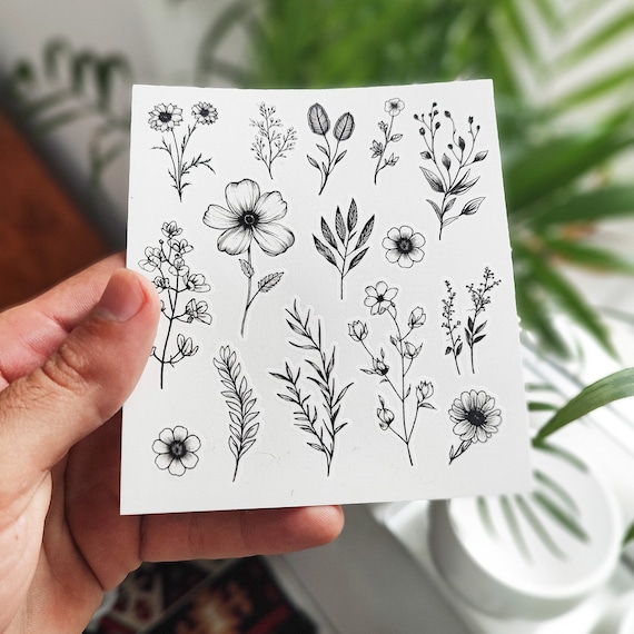 Tiny Botanical Floral Set - Cute Boho Tattoos for Women