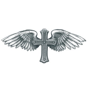 Winged Cross - Temporary Tattoo / Faith Tattoo / Angel Wings Tattoo / Cross with Wings Tattoo / Religious Tattoo / Guardian Angel Tattoo