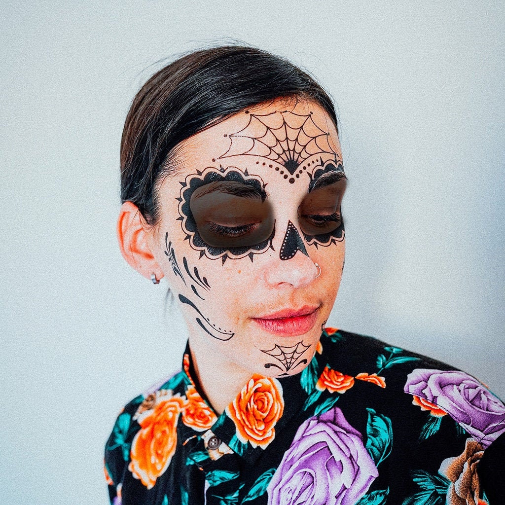 Day of the Dead Face Tattoos Set Day of the Dead Tattoos / Etsy
