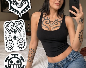 Conjunto completo de tatuajes temporales de anime - Disfraz de Halloween para cosplay
