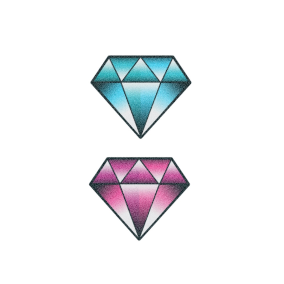 Blue Purple Diamonds Blue Diamond Temporary Tattoo Purple
