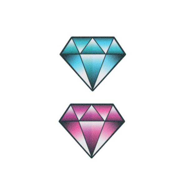 Blue & Purple Diamonds - Blue Diamond Temporary Tattoo / Purple Diamond Temporary Tattoo / Diamond Tattoo / Hipster Tattoo / Festival Tattoo