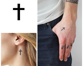 Small Cross (Set of 4) - Temporary Tattoo / Small Cross Temporary Tattoo / Temporary Cross Tattoo / Christian Tattoo / Tiny Tattoo / Cross