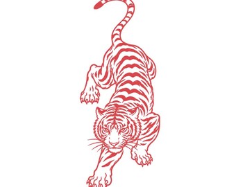 Red Tiger Tattoo - Red Tiger Temporary Tattoo / Large Tiger Tattoo / Animal Tattoo / Realistic Tiger Tattoo / Tigris Tattoo
