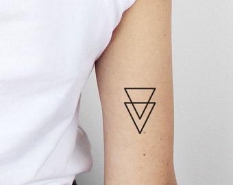 Mystic Triangles Tattoo (Set of 2) - Temporary Tattoo / Triangle Temporary Tattoo / Hipster Tattoo / Vaporwave Tattoo / Geometric Tattoo