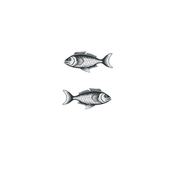 Small Fish set of 2 Fish Temporary Tattoo / Fisherman Tattoo / Sea