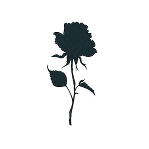 Rose Silhouette Tattoo - Rose Flower Temporary Tattoo / Rose Silhouette Temporary Tattoo / Realistic Tattoo / Black Rose Temporary Tattoo
