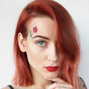 Small Red Roses (Set of 2) - Roses Temporary Tattoo / Small Red Rose Temporary Tattoo / Roses Tattoo / Sexy Rose Tattoo / Beautiful Tattoo