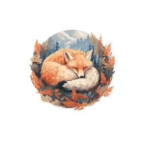 Sleepy Fox Tattoo - Fox Temporary Tattoo / Red Fox Tattoo / Cute Fox Temporary Tattoo / Orange Fox Tattoo / Watercolor Fox Tattoo / Foxy