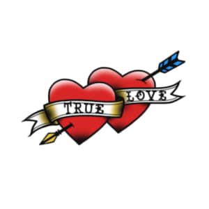 True Love - Temporary Tattoo / Realistic Temporary Tattoo / Vintage Temporary Tattoo / Hearts Tattoo / Traditional Tattoo / True Love Tattoo