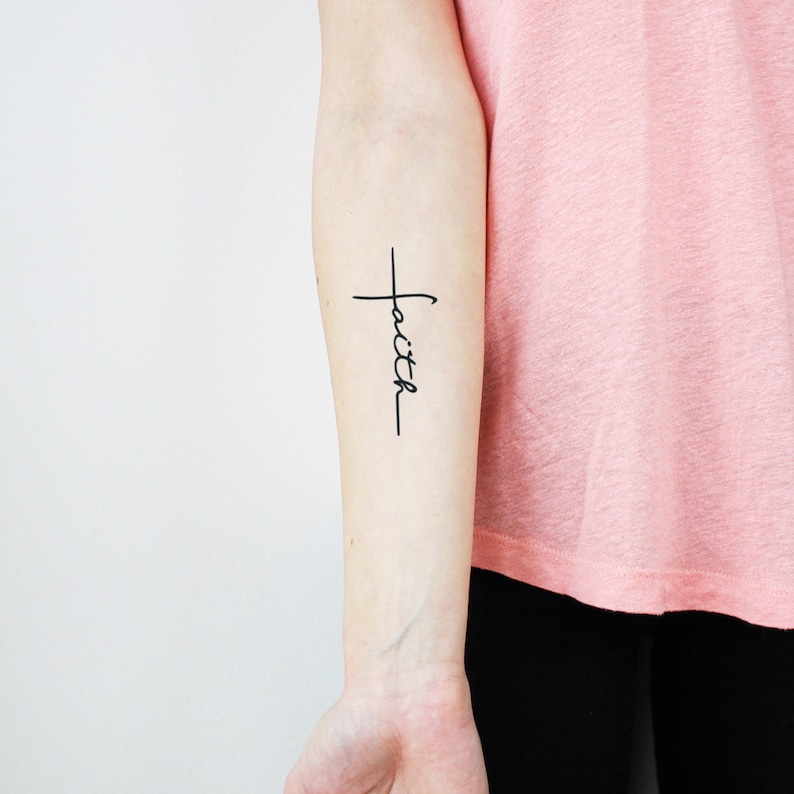 Faith Cross set of 2 Faith Temporary Tattoo / Religious Etsy