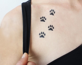 Dog & Puppy Paws (Set of 16) - Temporary Tattoo / Dog Paws Temporary Tattoo / Puppy Paws Temporary Tattoo / Girly Tattoo / Dog Lover Tattoo