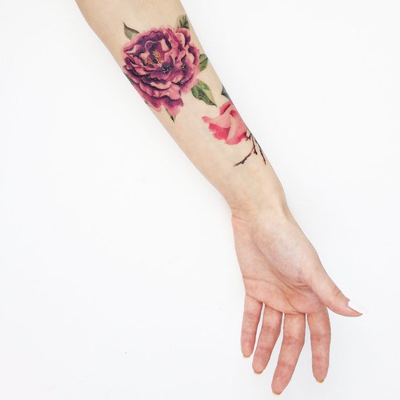 Púrpura Peonía Acuarela Acuarela Tatuaje Temporal / Colorido - Etsy España Púrpura Peonía Acuarela Acuarela Tatuaje Temporal / Colorido - Etsy España